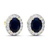 Image 3 : 14KT Yellow Gold 2.6ctw Blue Sapphire and Diamond Earrings
