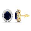 Image 4 : 14KT Yellow Gold 2.6ctw Blue Sapphire and Diamond Earrings