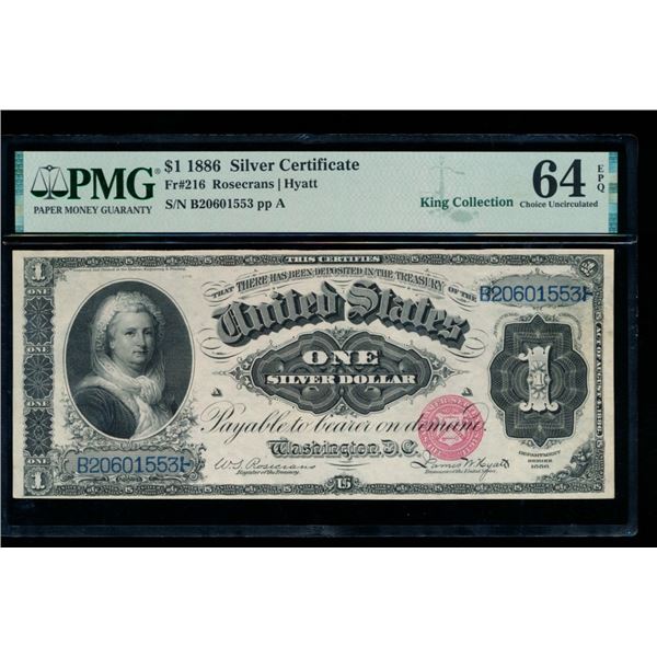 1886 $1 Martha Washington Silver Certificate PMG 64EPQ