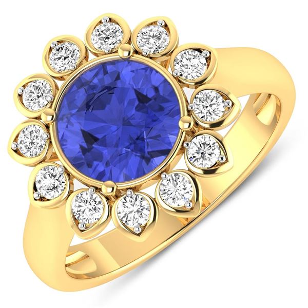 14KT Yellow Gold 2.02ctw Tanzanite and Diamond Ring