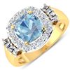 Image 1 : 14KT Yellow Gold 1.48ct Aquamarine and Diamond Ring