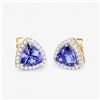 Image 2 : 14KT Yellow Gold 3.82ctw Tanzanite and White Diamond Earrings