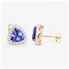 Image 3 : 14KT Yellow Gold 3.82ctw Tanzanite and White Diamond Earrings