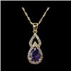 Image 3 : 18 K Gold Plate Lab Simulated Amethyst and Diamond Set