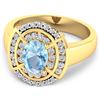 Image 3 : 14KT Yellow Gold 0.96ct Aquamarine and Diamond Ring