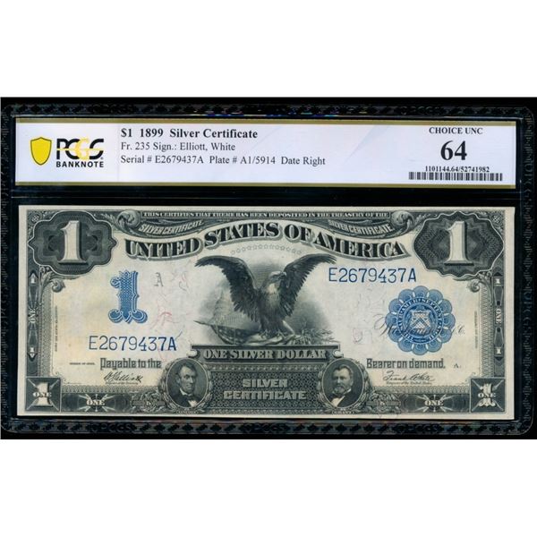 1899 $1 Black Eagle Silver Certificate PCGS 64