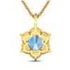 Image 2 : 14KT Yellow Gold 1.9ctw Aquamarine and Diamond Pendant