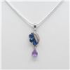 Image 1 : 3 Ct Natural Blue Sapphire and Amethyst Pendant
