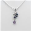 Image 3 : 3 Ct Natural Blue Sapphire and Amethyst Pendant