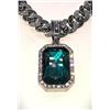 Image 8 : 14 K White Gold Plate Simulated Emerald Pendant Necklace