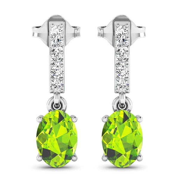 14KT White Gold 1.26ctw Peridot Topaz and Diamond Earrings