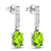 Image 3 : 14KT White Gold 1.26ctw Peridot Topaz and Diamond Earrings