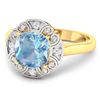 Image 2 : 14KT Yellow Gold 1.48ctw Aquamarine and Diamond Ring