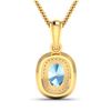 Image 2 : 14KT Yellow Gold 0.96ct Aquamarine and Diamond Pendant with Chain