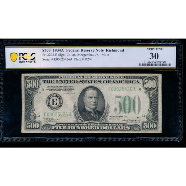 1934A $500 Richmond FRN PCGS 30
