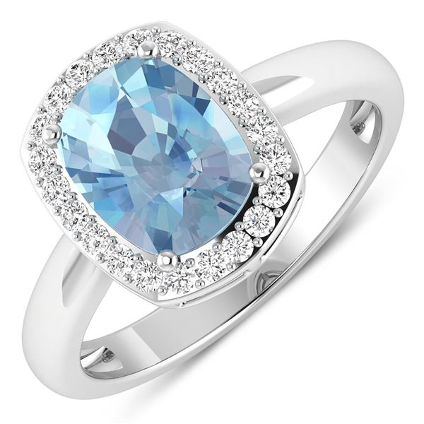 14KT White Gold 1.65ctw Aquamarine and Diamond Ring