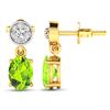 Image 4 : 14KT Yellow Gold 1.26ctw Peridot Topaz and Diamond Earrings