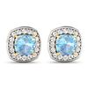 Image 3 : 14KT Yellow Gold 1.5ctw Aquamarine and Diamond Earrings