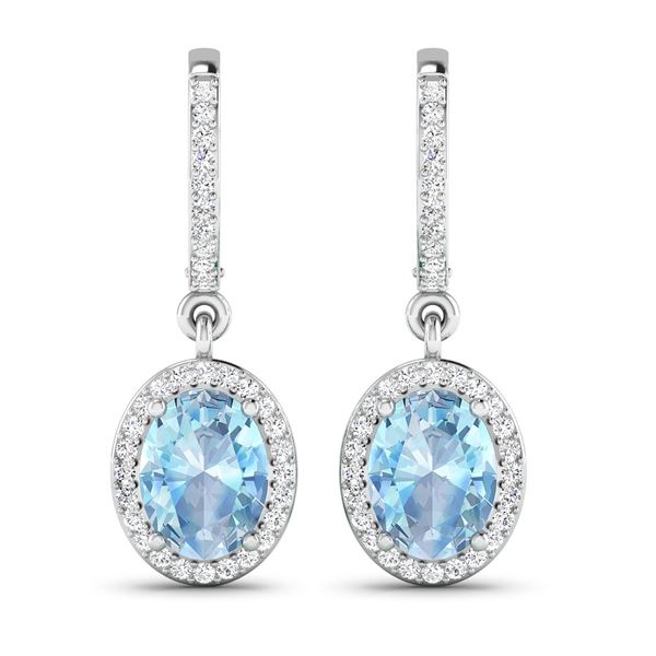 14KT White Gold 1.92ctw Aquamarine and Diamond Earrings