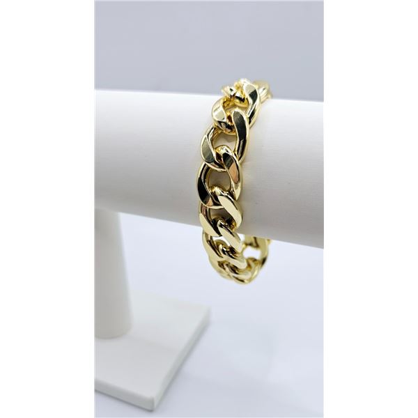 Strong 61.8 Gram 14 Kt Gold Plate Curb Link Bracelet