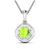 Image 2 : 14KT White Gold 2.02ctw Peridot and Diamond Pendant