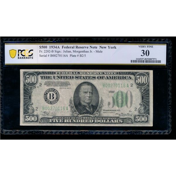 1934A $500 New York FRN PCGS 30
