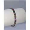 Image 1 : 14KT White Gold-Plated Mixed Color Simulated Sapphire Bracelet