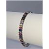 Image 3 : 14KT White Gold-Plated Mixed Color Simulated Sapphire Bracelet
