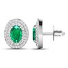 Image 4 : 14KT White Gold 0.76ctw Zambian Emerald and Diamond Earrings