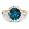Image 3 : 14KT Yellow Gold 2.9ctw London Blue Topaz and Diamond Ring