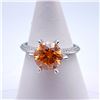 Image 1 : Plated 14KT White Gold 3 Ct VVs1 Orange Amber Fire Moissanite Ring