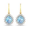 Image 1 : 14KT Yellow Gold 2.5ctw Aquamarine and Diamond Earrings