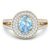 Image 3 : 14KT Yellow Gold 0.96ctw Aquamarine and Diamond Ring