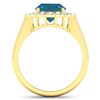 Image 4 : 14KT Yellow Gold 2.7ctw London Blue Topaz and Diamond Ring