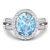 Image 3 : 14KT White Gold 2.9ctw Aquamarine and Diamond Ring