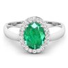 Image 1 : 14KT White Gold 1.53ct Zambian Emerald and Diamond Ring