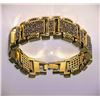 Image 6 : Huge 90 Gram 14 Kt Gold Plate Italian God Father Simulated Diamond Link Bracelet