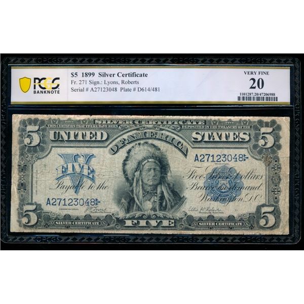 1899 $5 Chief Silver Certificate PCGS 20