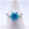 Image 1 : Plated 14KT White Gold 3 Ct VVs1 Deep Swiss Blue Moissanite Ring