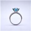 Image 5 : Plated 14KT White Gold 3 Ct VVs1 Deep Swiss Blue Moissanite Ring