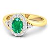 Image 2 : 14KT Yellow Gold 0.56ctw Zambian Emerald and Diamond Ring