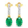 Image 1 : 14KT Yellow Gold 1.12ctw Zambian Emerald and Diamond Earrings