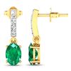 Image 4 : 14KT Yellow Gold 1.12ctw Zambian Emerald and Diamond Earrings