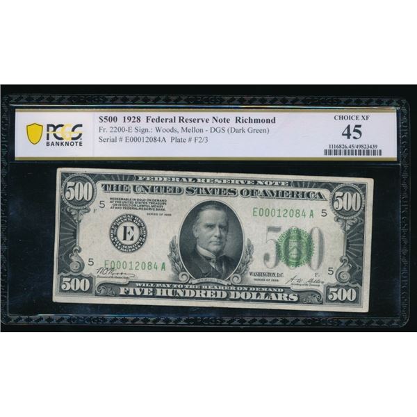 1928 $500 Richmond FRN PCGS 45