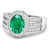 Image 2 : 14KT White Gold 1.53ctw Zambian Emerald and Diamond Ring