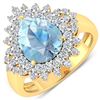 Image 1 : 14KT Yellow Gold 2.3ctw Aquamarine and Diamond Ring