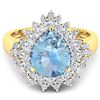 Image 2 : 14KT Yellow Gold 2.3ctw Aquamarine and Diamond Ring