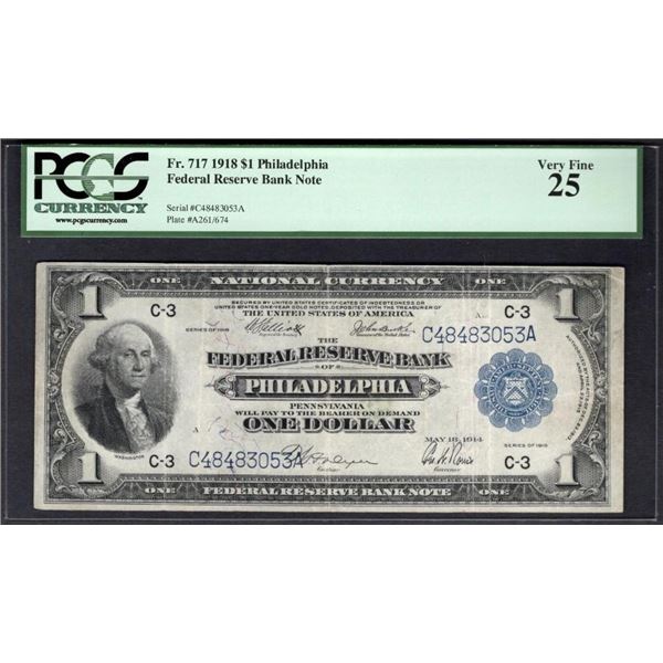 1918 $1 Philadelphia FRBN PCGS 25