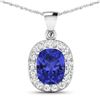 Image 1 : 14KT White Gold 3.1ctw Tanzanite and Diamond Pendant