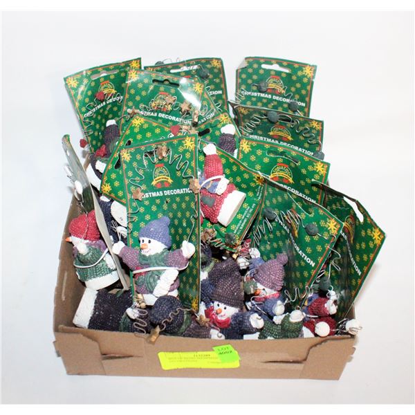 BOX OF RESIN SNOWMAN DECORATIONS